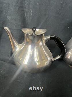 Vintage Mid Century Danish COHR Denmark Silver Plate Tea Coffee Set Five Piece