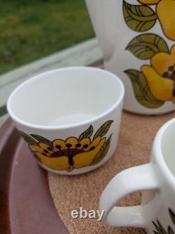 Vintage Mid Century J&G Meakin J & G Coffee Set Original Box Bermuda Sunflower