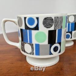 Vintage Mid-Century Modern Dots & Lines Rossini Coffee Mugs, Set of 6