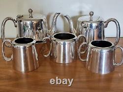 Vintage Mid-Century Silver Plate 5 Piece Tea/Coffee Set #C125