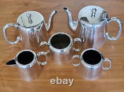 Vintage Mid-Century Silver Plate 5 Piece Tea/Coffee Set #C125