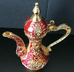 Vintage Middle Eastern / Moroccan Enameled Tea Or Coffee Set