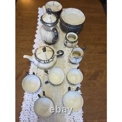 Vintage Mitterteich Bavaria Art Deco Silver Trim Tea Coffee Service Set 30+ pc