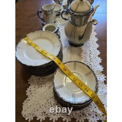 Vintage Mitterteich Bavaria Art Deco Silver Trim Tea Coffee Service Set 30+ pc