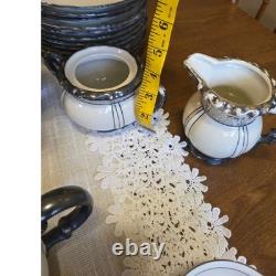 Vintage Mitterteich Bavaria Art Deco Silver Trim Tea Coffee Service Set 30+ pc