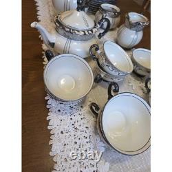 Vintage Mitterteich Bavaria Art Deco Silver Trim Tea Coffee Service Set 30+ pc