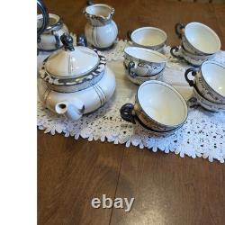 Vintage Mitterteich Bavaria Art Deco Silver Trim Tea Coffee Service Set 30+ pc