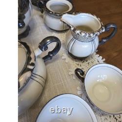 Vintage Mitterteich Bavaria Art Deco Silver Trim Tea Coffee Service Set 30+ pc