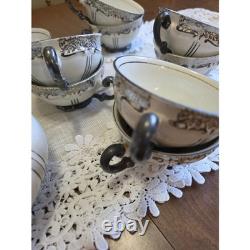 Vintage Mitterteich Bavaria Art Deco Silver Trim Tea Coffee Service Set 30+ pc