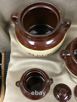 Vintage Monmouth Pottery Crock Canister Set Coffee, Tea, Sugar, and Flour