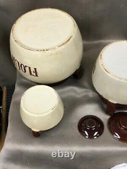Vintage Monmouth Pottery Crock Canister Set Coffee, Tea, Sugar, and Flour