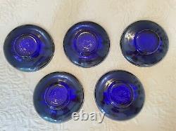 Vintage Murano Coffee Set, Venetian 24K Handpainted Enamel Blue Glass
