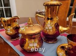 Vintage Murano Venetian Tea/Coffee Set Never Used In Original Box & Wrapping EC
