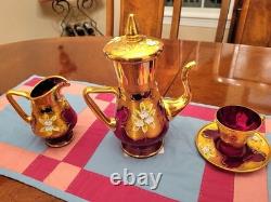 Vintage Murano Venetian Tea/Coffee Set Never Used In Original Box & Wrapping EC