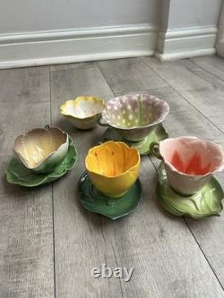 Vintage Mustardseed Moonshine Set of 4 Porcelain Coffee Cups and sugar bowl