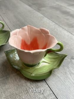 Vintage Mustardseed Moonshine Set of 4 Porcelain Coffee Cups and sugar bowl