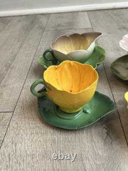 Vintage Mustardseed Moonshine Set of 4 Porcelain Coffee Cups and sugar bowl