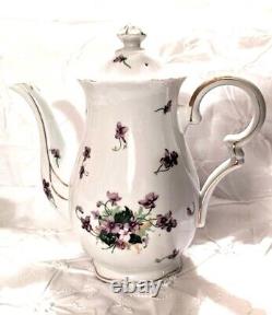 Vintage Norcrest Fine China Sweet Violets Coffee/Tea Pot Set (7 Cups & Saucers)
