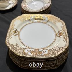 Vintage Noritake Coffee & Cake Set Gold Encrusted Flower Basket 30pcs