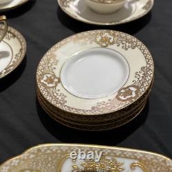 Vintage Noritake Coffee & Cake Set Gold Encrusted Flower Basket 30pcs