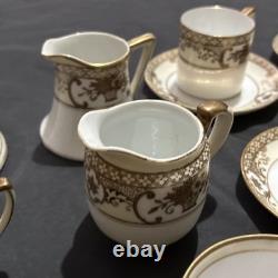 Vintage Noritake Coffee & Cake Set Gold Encrusted Flower Basket 30pcs