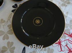 Vintage Norwegian Rare Porsgrund Black & Gold Coffee Set, Plates etc (42 Pieces)