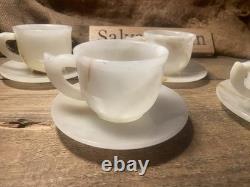 Vintage ONYX Marble Cups And Saucers Set Of 5 Antique Set