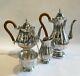 Vintage Old Newbury Crafters Pewter Tea Set Coffee Teapot Sugar Creamer Nos