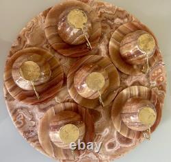 Vintage Onyx Demitasse Coffee Set Mid-Century Pakistan