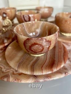 Vintage Onyx Demitasse Coffee Set Mid-Century Pakistan