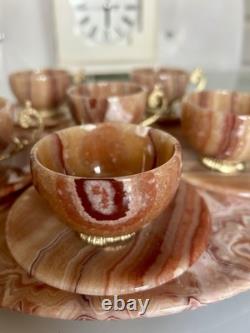 Vintage Onyx Demitasse Coffee Set Mid-Century Pakistan
