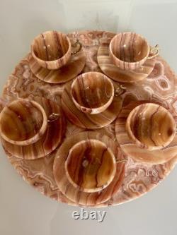 Vintage Onyx Demitasse Coffee Set Mid-Century Pakistan