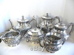 Vintage Ornate Repousse Reed & Barton Tea Coffee Set Creamer Sugar 3362 3 Pots