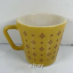 Vintage PYREX BUTTERSCOTCH 1410 FOULARD Coffee Cup Mug MCM Yellow Pair Set HTF