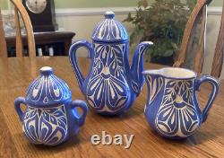 Vintage Pablo Zabal Chile Pottery COFFEE SET COFFEE POT, CREAMER, SUGARSIGNED