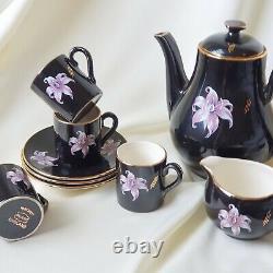 Vintage Palissy'Orchid' Coffee or Tea Set 14pcs Collectable Art Deco