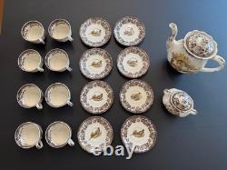 Vintage Palissy Royal Worcester Game Series Coffee Set Pot Cups Saucers 18pc