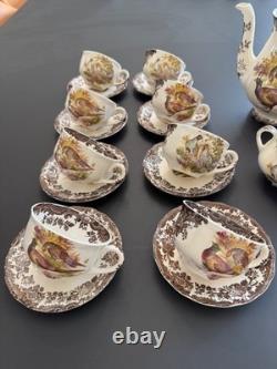 Vintage Palissy Royal Worcester Game Series Coffee Set Pot Cups Saucers 18pc