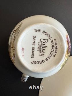 Vintage Palissy Royal Worcester Game Series Coffee Set Pot Cups Saucers 18pc