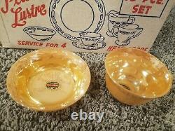 Vintage Peach Lustre 18 piece set service for 4 Heat Proof complete Never Used