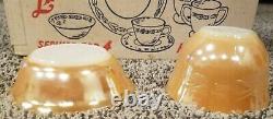 Vintage Peach Lustre 18 piece set service for 4 Heat Proof complete Never Used