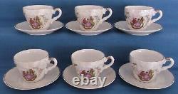 Vintage Pearlised Lustre Fragonard Lovers Japan Porcelain Coffee Tea Set Music