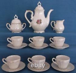 Vintage Pearlised Lustre Fragonard Lovers Japan Porcelain Coffee Tea Set Music
