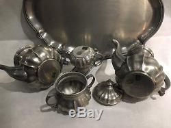 Vintage Peltro Metalars Pewter Tea Coffee Set Made In Italy 5-Piece Set Marked