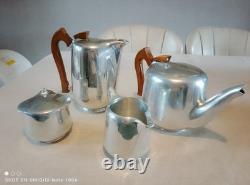 Vintage Picquot Ware 4 Piece Tea/Coffee Set Teapot Coffee Pot Jug Sugar Bowl