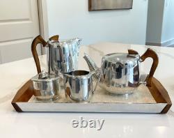 Vintage Picquot Ware 5 Piece Tea and Coffee Set with Tray Made in England