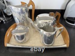 Vintage Picquot Ware 5 Piece Tea and Coffee Set with Tray Made in England