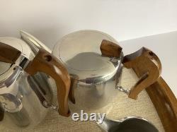 Vintage Picquot Ware 5 Piece set Tea, Coffee, Tray + milk & sugar Made in England