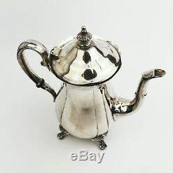 Vintage Pilgrim Silverplate 4 Piece Tea & Coffee Set & Decorative Metal Tray