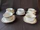 Vintage Pillivuyt France Mcm Coffee Cups Saucers White Silver Set Of 5